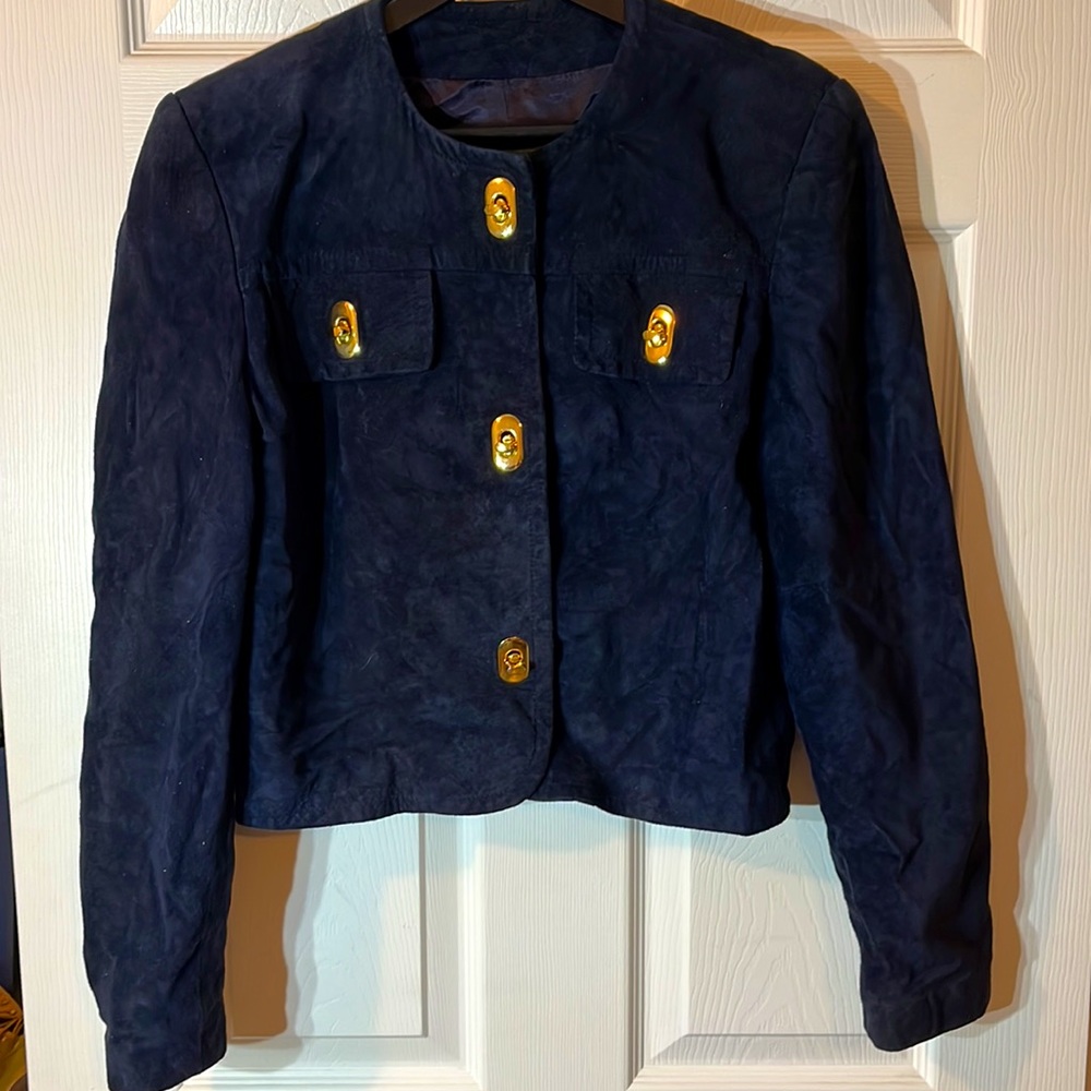 Vintage 80s Danier Blue suede blazer